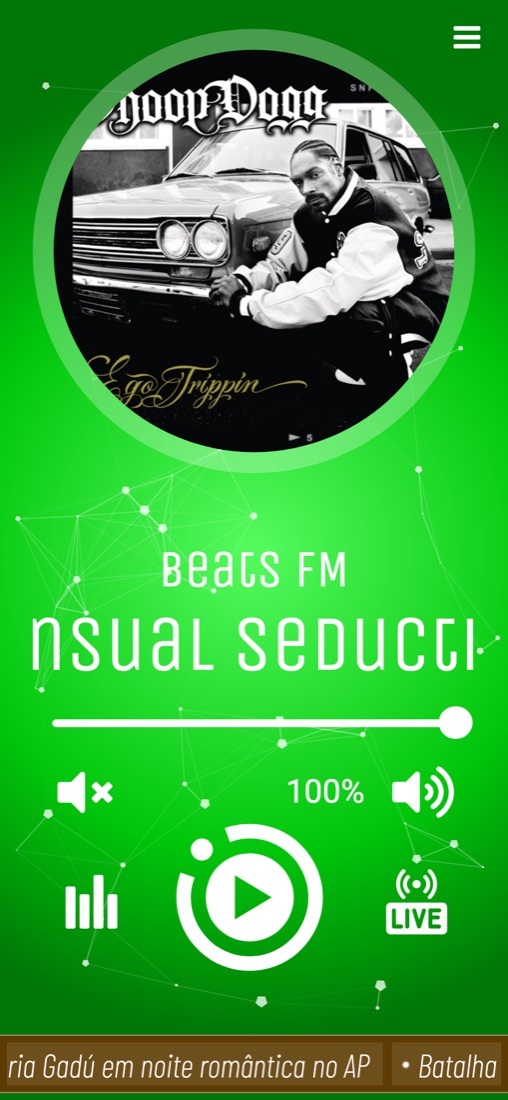 Página da rádio no modelo Clássico, no celular