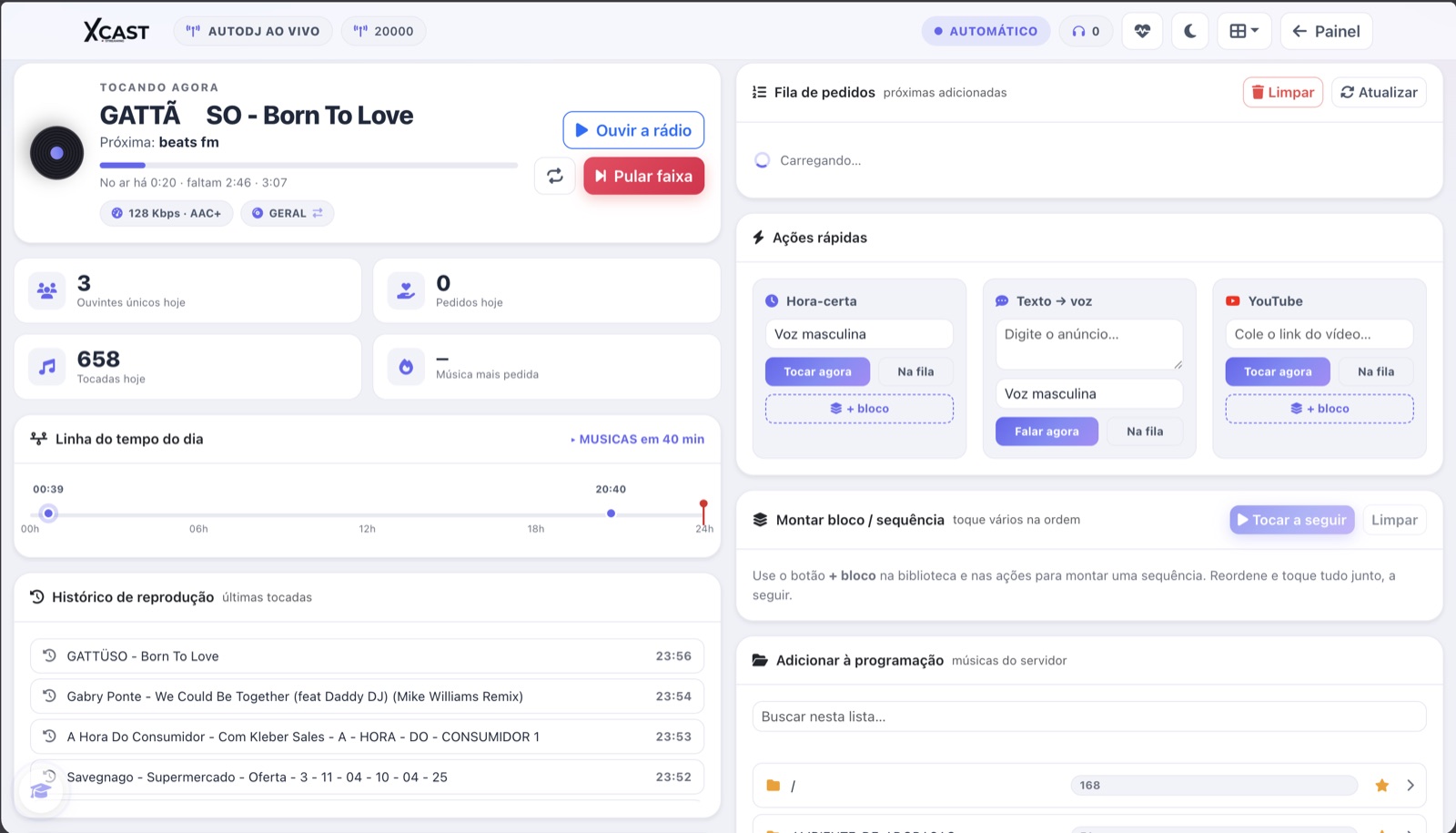 xCAST — AutoDJ ao vivo