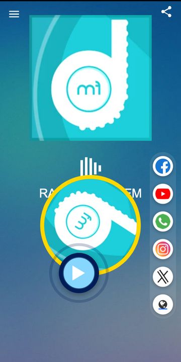 Modelo Groove do app para rádio do xCAST, tela real da rádio de demonstração Beats FM